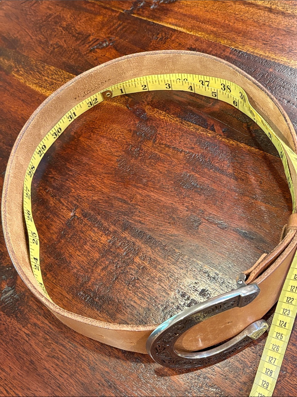 Vintage Ralph Lauren Equestrian Western Wide Leather Horseshoe Buckle Belt Small - Picture 9 of 16